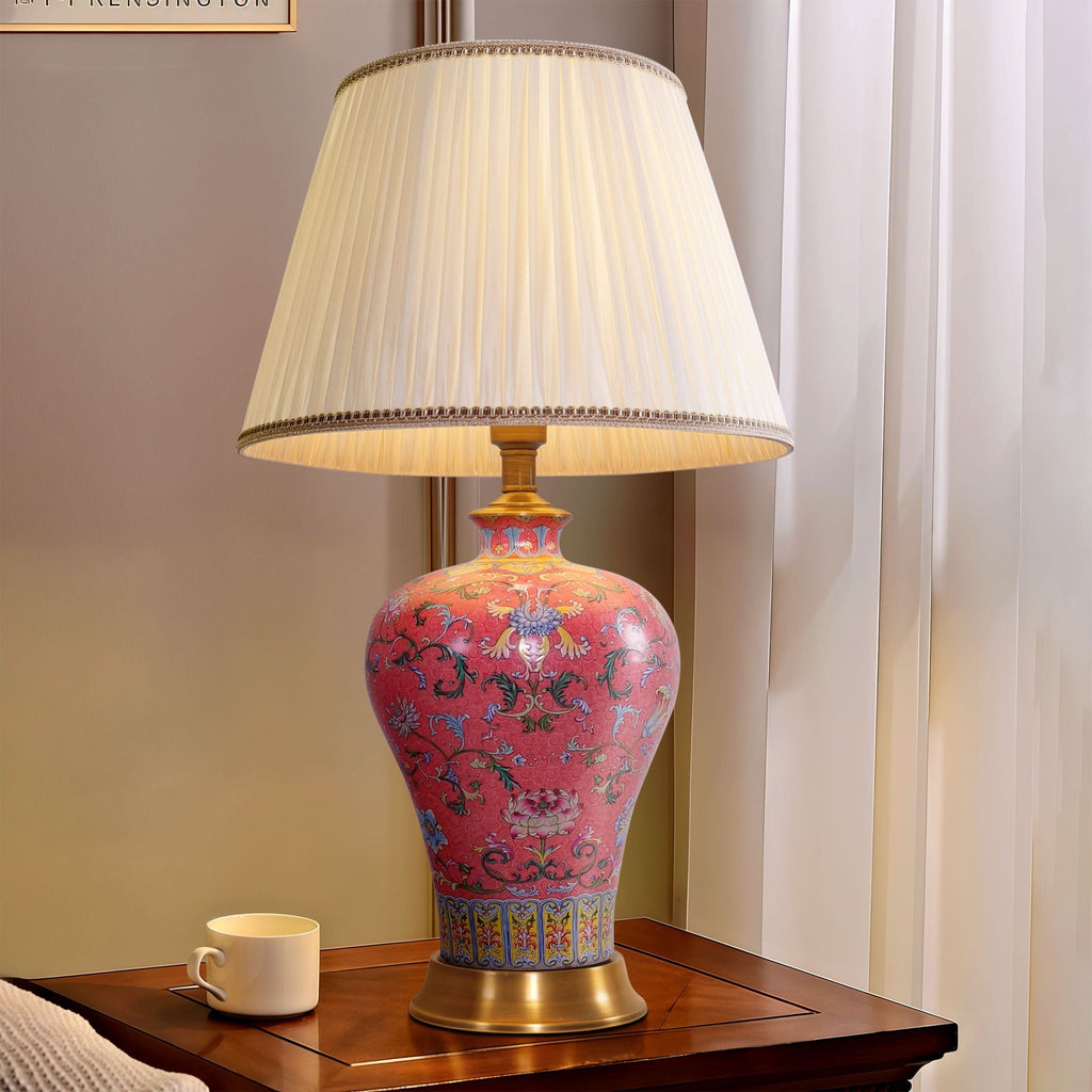 Lightsin Vibrant Ceramic Table Lamps for Living Room – Handcrafted Design with Warm Fabric Shade