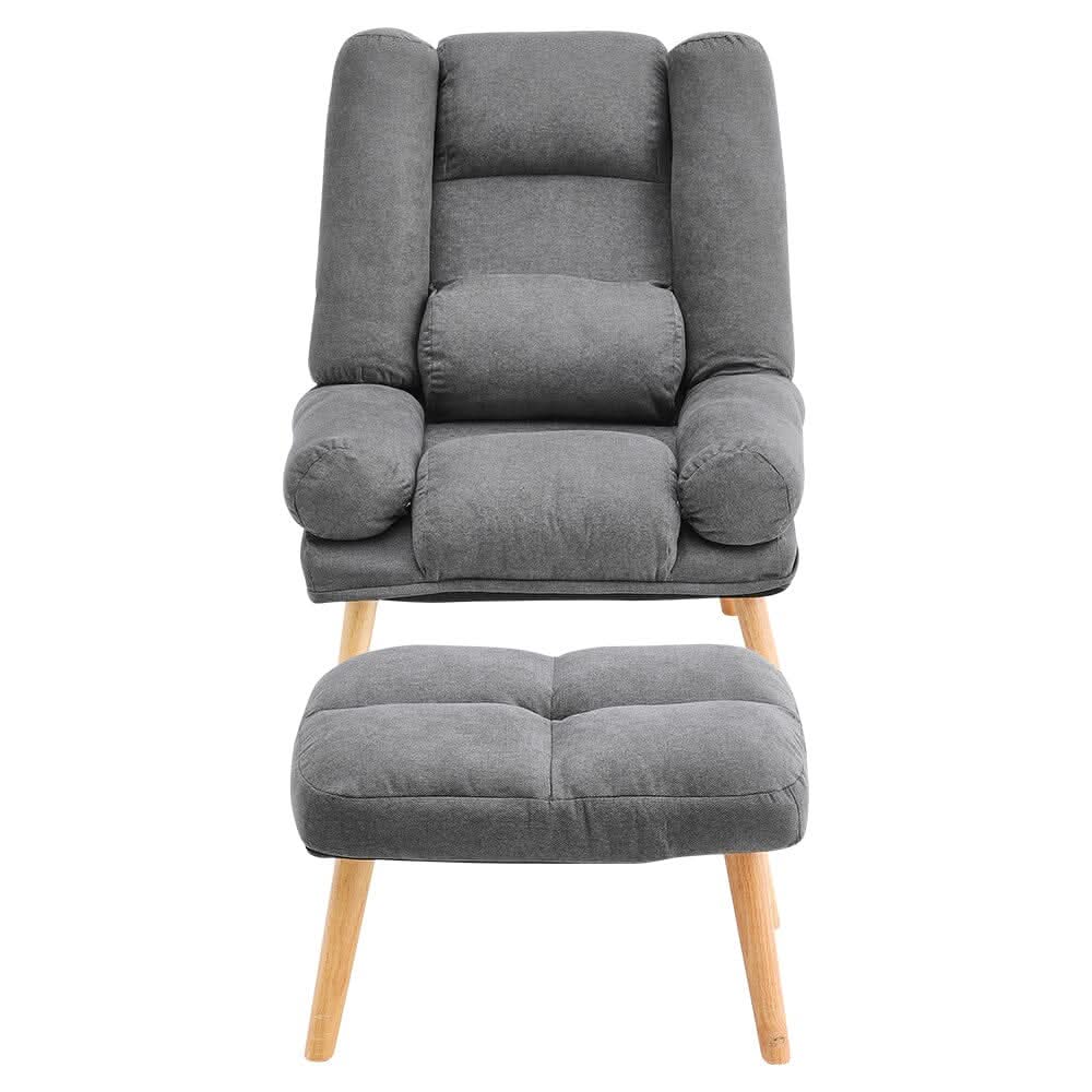 Modern Comfort Adjustable Recliner with Footstool Grey