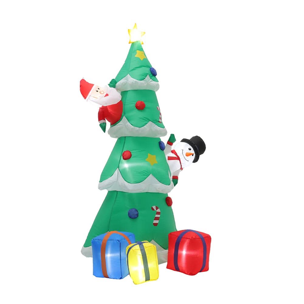 2.1m Inflatable Christmas Tree with Santa & Snowman – LED Lighted Display (UK Plug)