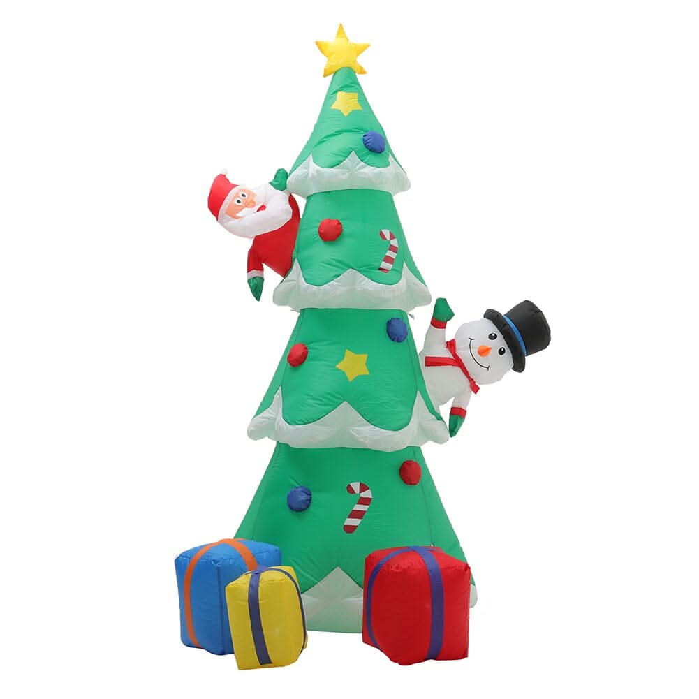 2.1m Inflatable Christmas Tree with Santa & Snowman – LED Lighted Display (UK Plug)