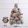 60cm Snow-Flocked Pine Needle DIY Christmas Tree with Ornaments & Warm Light String