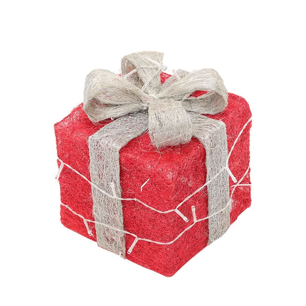 Pre-Lit White Christmas Gift Box Set with Warm Lights