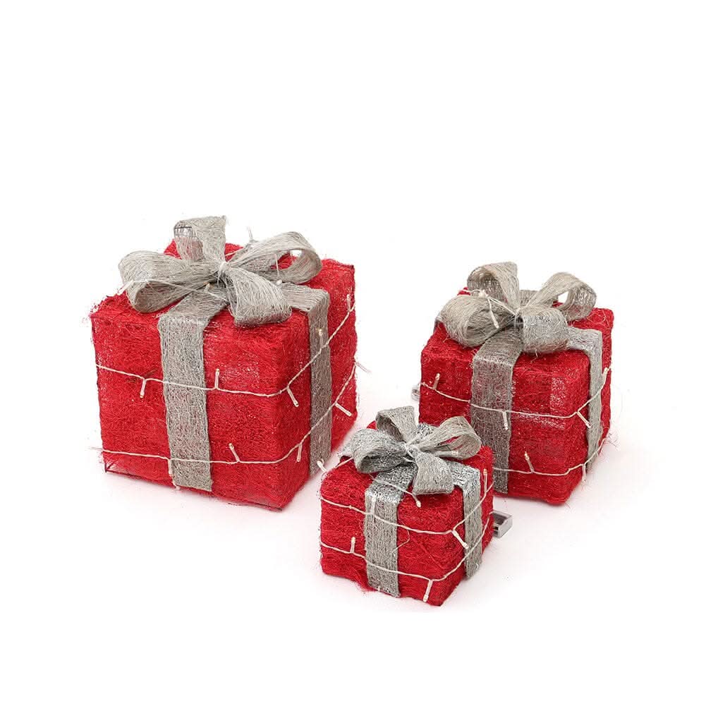 Pre-Lit White Christmas Gift Box Set with Warm Lights