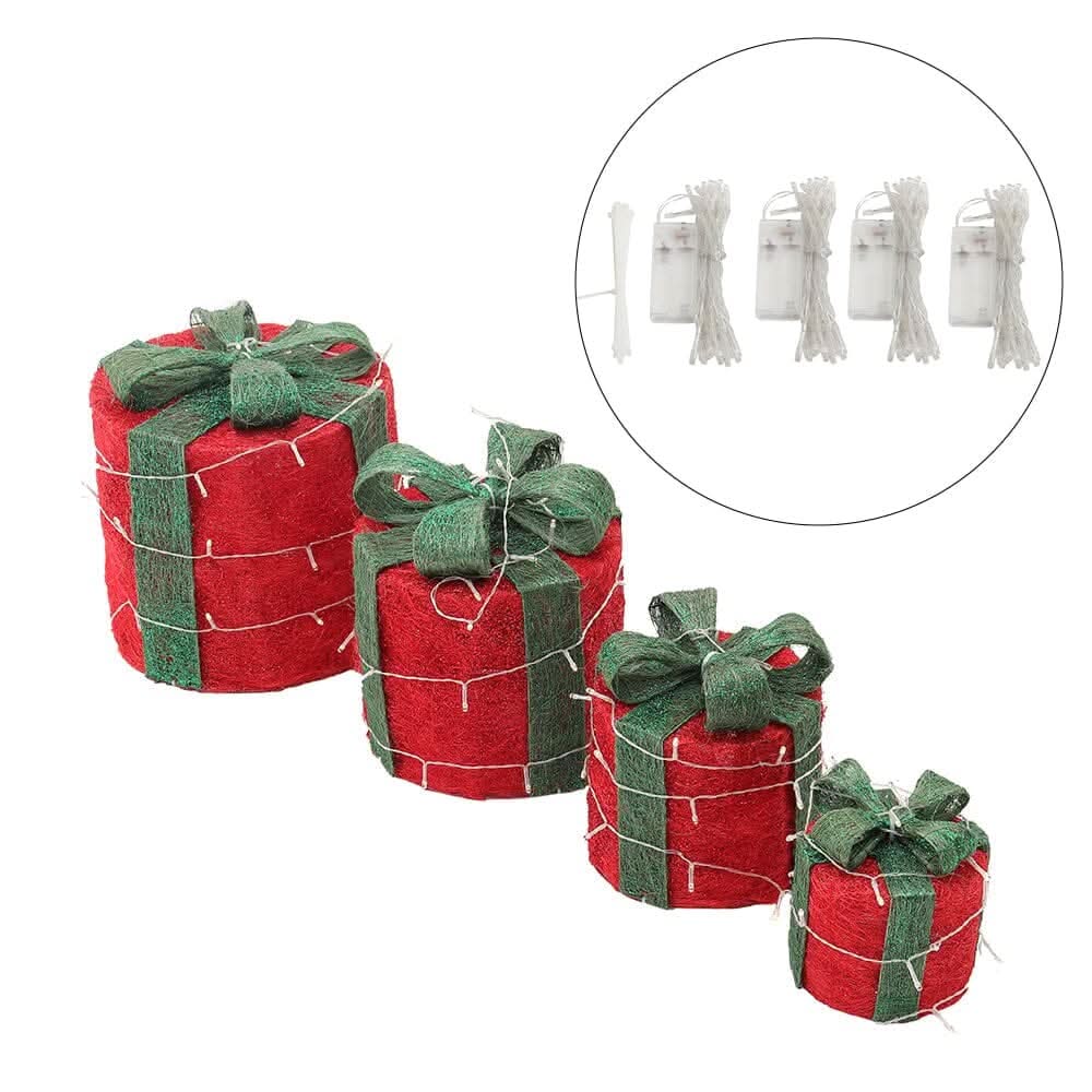 ‍Christmas Gift Box Set with LED Lights - 4 Pieces (15/20/25/30cm) (100% off)