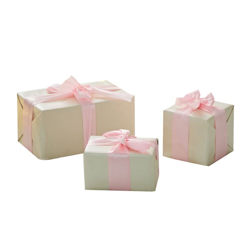 7-Piece Paper Ribbon Christmas Gift Box Set in Beige Pink