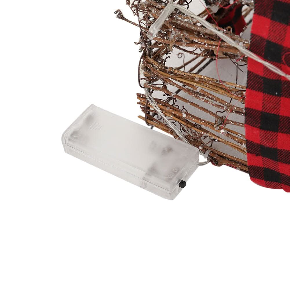 Pre-Lit Woven Christmas Gift Box Set with Checked Bows