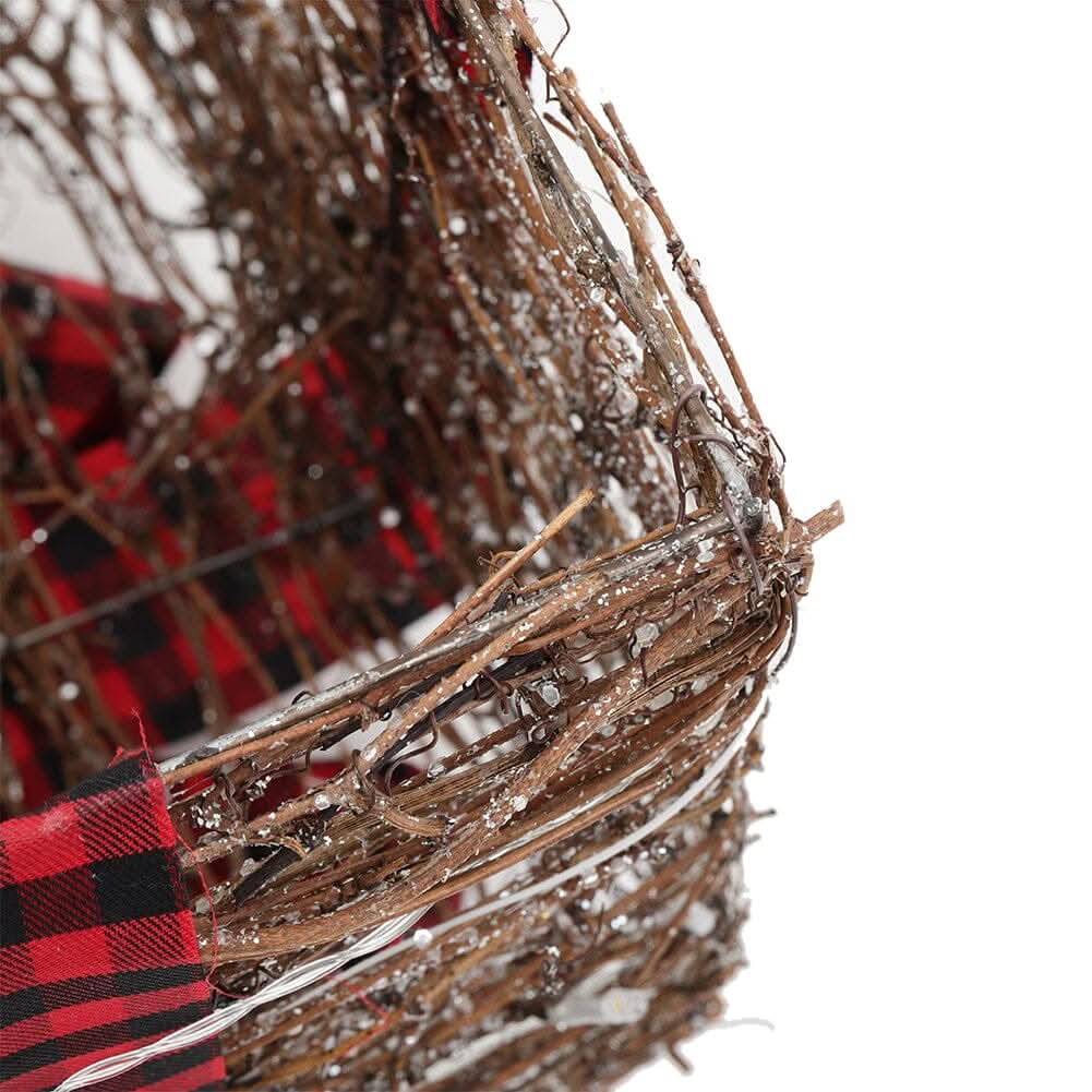 Pre-Lit Woven Christmas Gift Box Set with Checked Bows