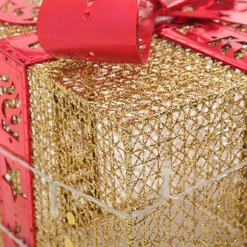 3pcs Christmas Gift Box Accessories Set with Light Strips-Golden Box