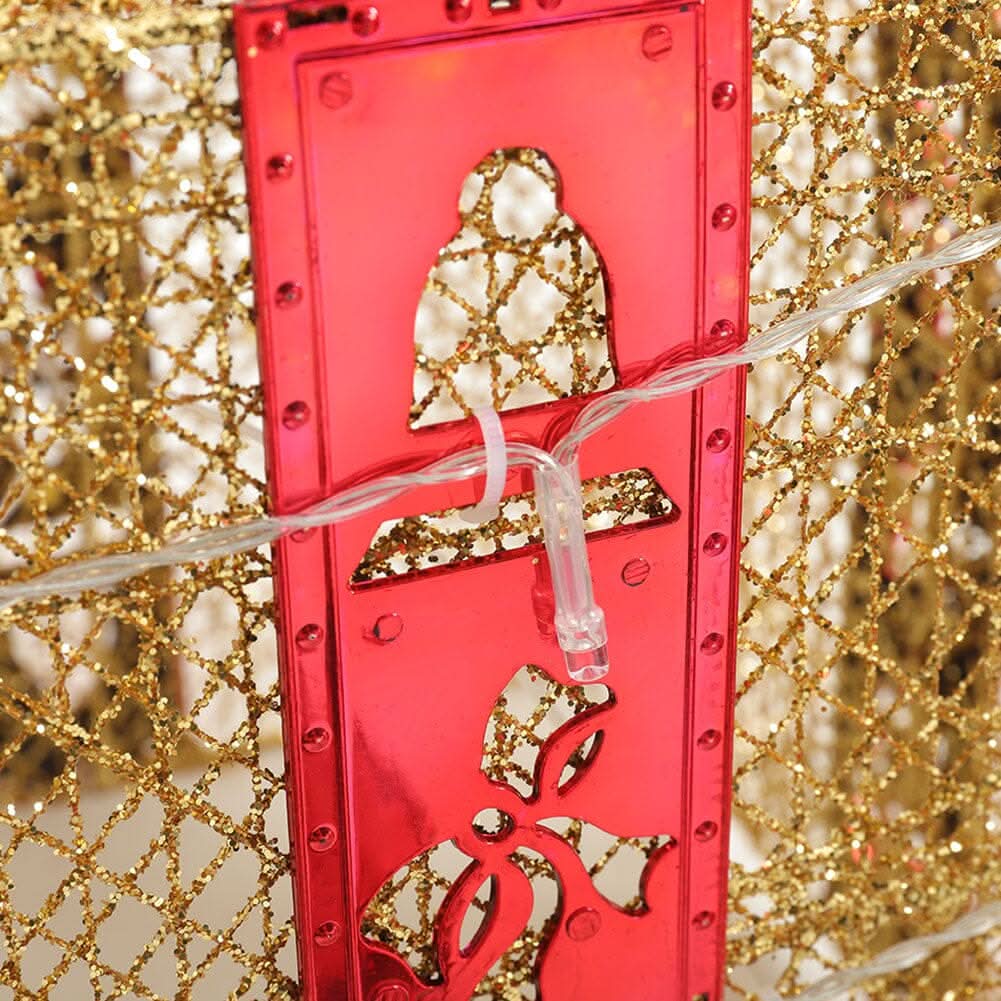 3pcs Christmas Gift Box Accessories Set with Light Strips-Golden Box