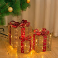 3pcs Christmas Gift Box Accessories Set with Light Strips-Golden Box