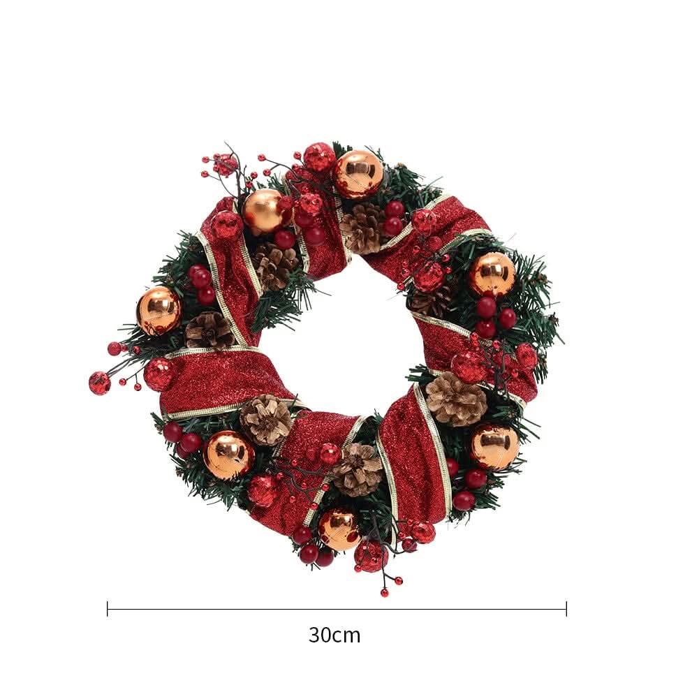 Red Wreath 30cm with 3m Light String