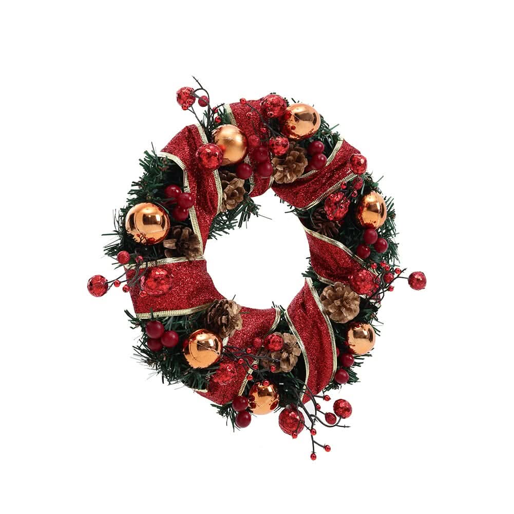 Red Wreath 30cm with 3m Light String