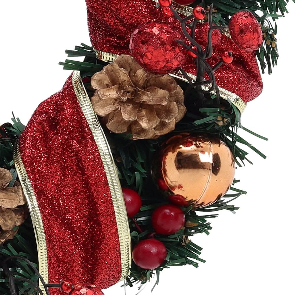 Red Wreath 30cm with 3m Light String