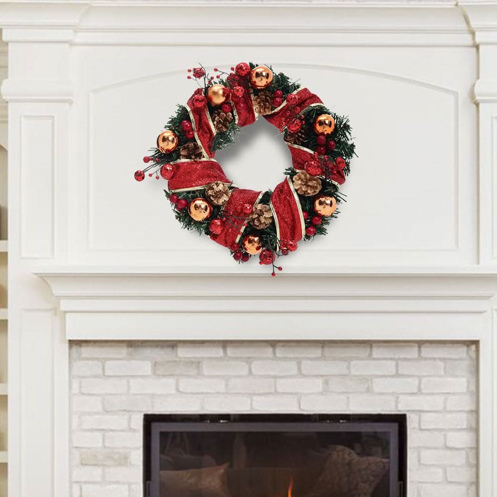 Red Wreath 30cm with 3m Light String