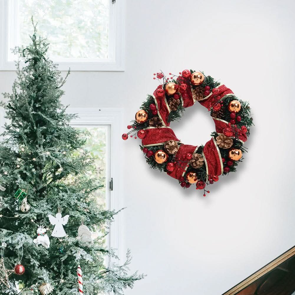 Red Wreath 30cm with 3m Light String