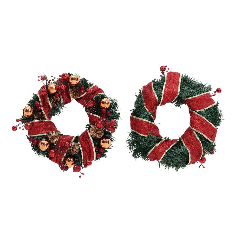 Red Wreath 30cm with 3m Light String