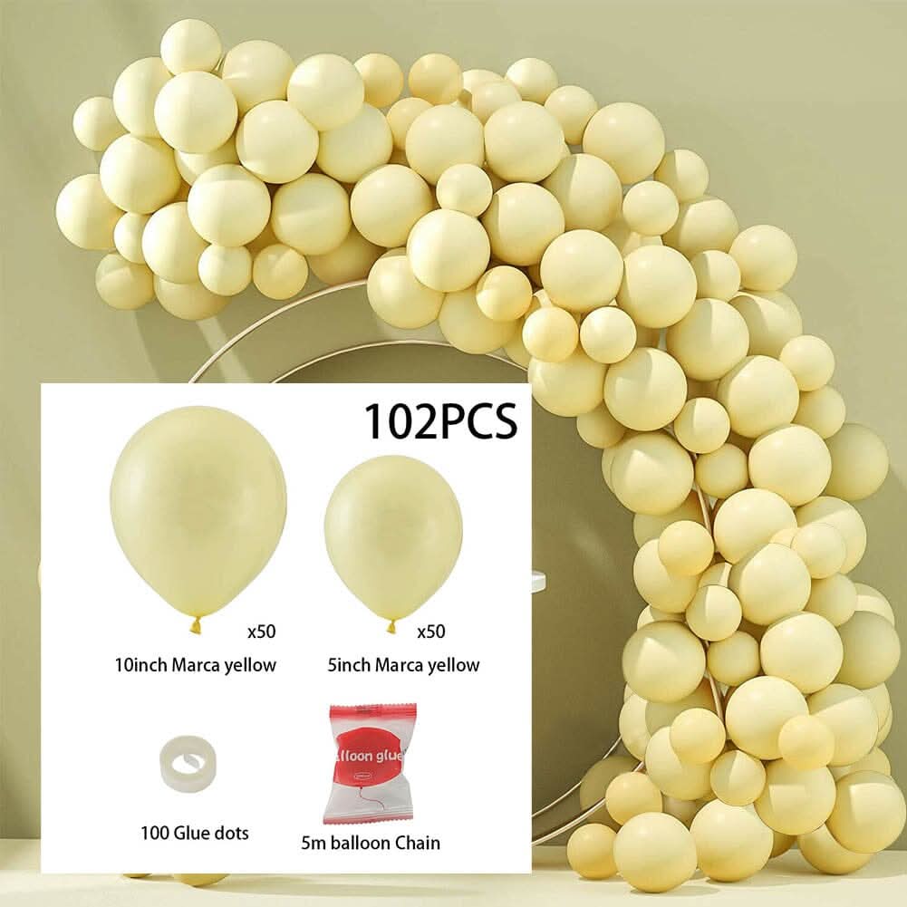 100pcs Wedding Macaron Monochrome Balloon Chain Set -Yellow