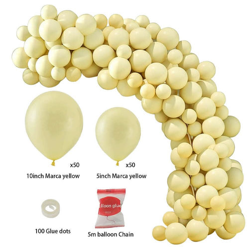 100pcs Wedding Macaron Monochrome Balloon Chain Set -Yellow