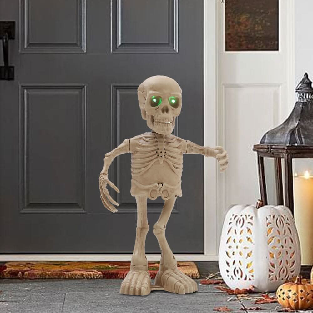 Animated Singing &amp; Dancing Skeleton with Light-Up Effects – Halloween Scene Decoration