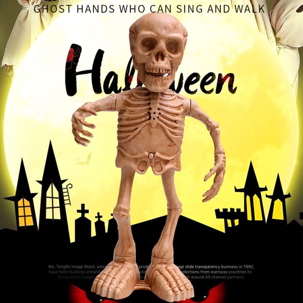 Animated Singing &amp; Dancing Skeleton with Light-Up Effects – Halloween Scene Decoration