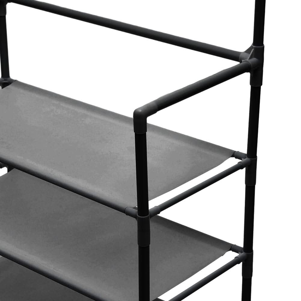 Modern 4-Tier Coat and Shoe Rack with Hooks - Black