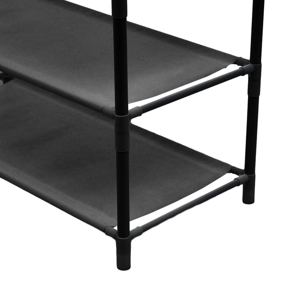 Modern 4-Tier Coat and Shoe Rack with Hooks - Black