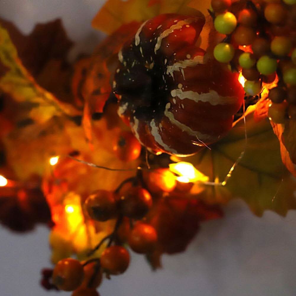 Autumn Harvest Pumpkin & Maple Leaf Wreath – 50cm Seasonal Door Decoration