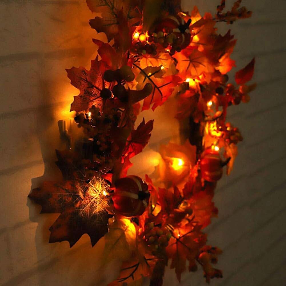 Autumn Harvest Pumpkin & Maple Leaf Wreath – 50cm Seasonal Door Decoration