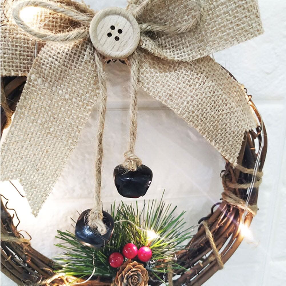 Christmas Snowman Wreath 40x20cm with LED Lights