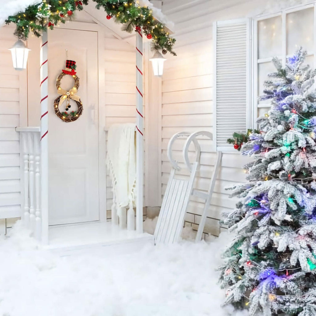 Christmas Snowman Wreath 40x20cm with LED Lights
