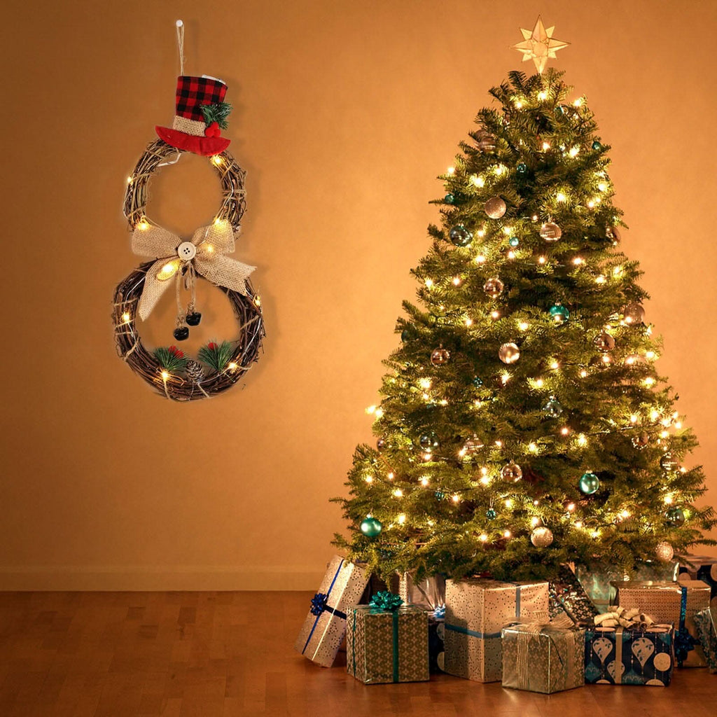 Christmas Snowman Wreath 40x20cm with LED Lights