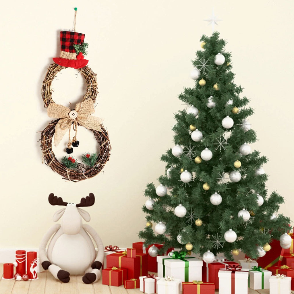 Christmas Snowman Wreath 40x20cm with LED Lights