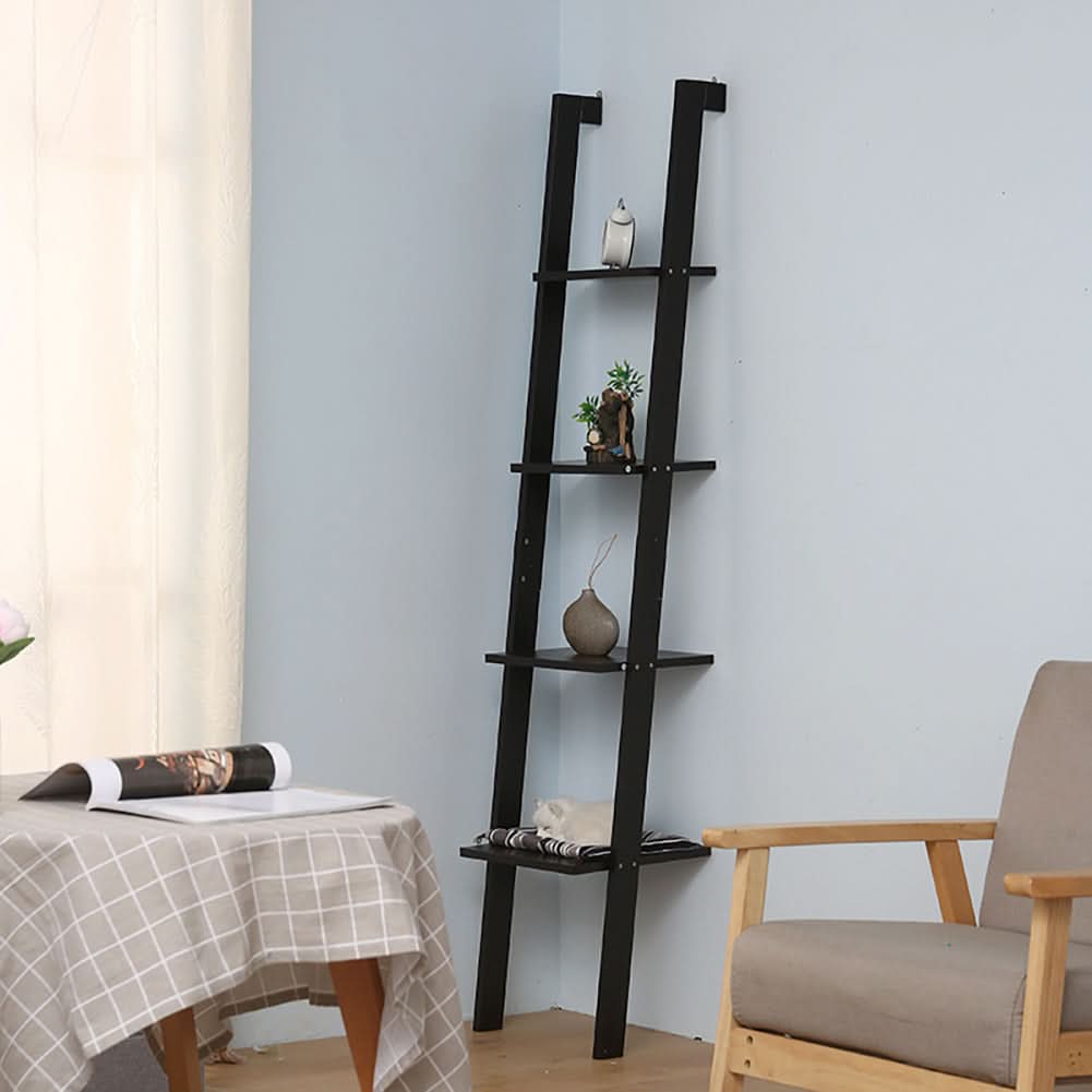 4-Tier Book Display Shelf Rustic Black Book Shelf