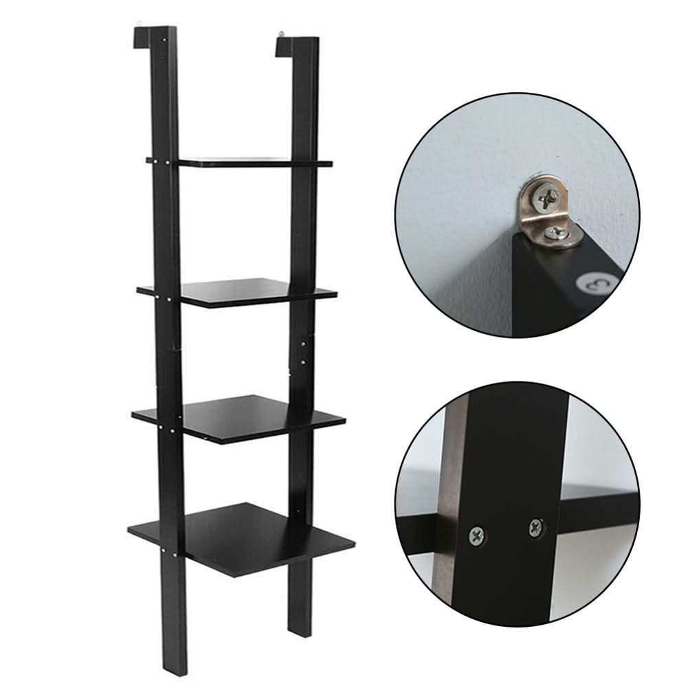 4-Tier Book Display Shelf Rustic Black Book Shelf