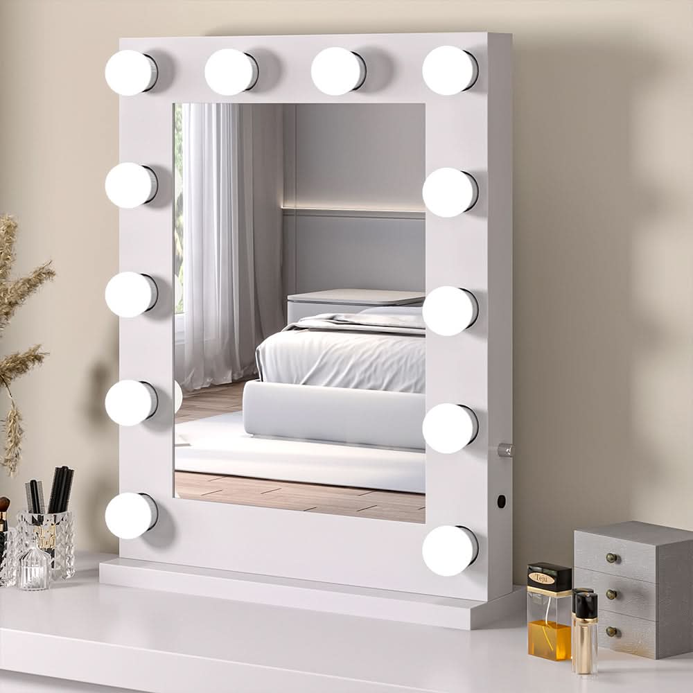 Metal Bulb Makeup Mirror for Tabletop