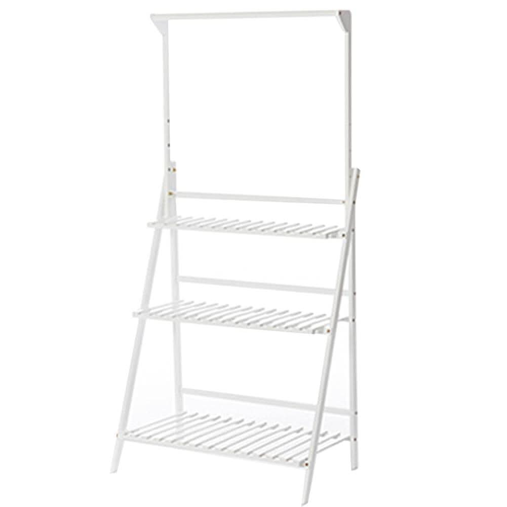 White 3-Tier Wooden Ladder Plant Stand (70×40×96cm)