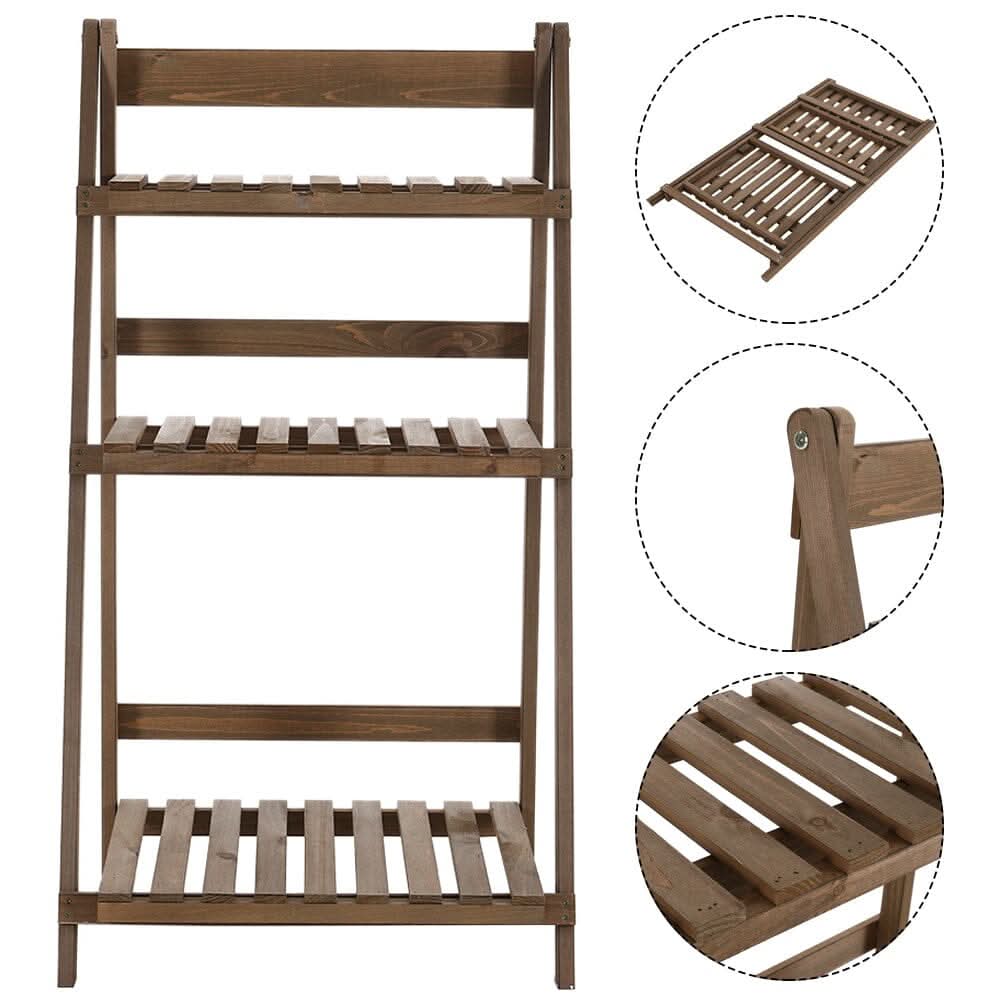 3 Tier Wooden Flower Stand Plant Display Shelf Storage Rack Pot Holder Outdoor
