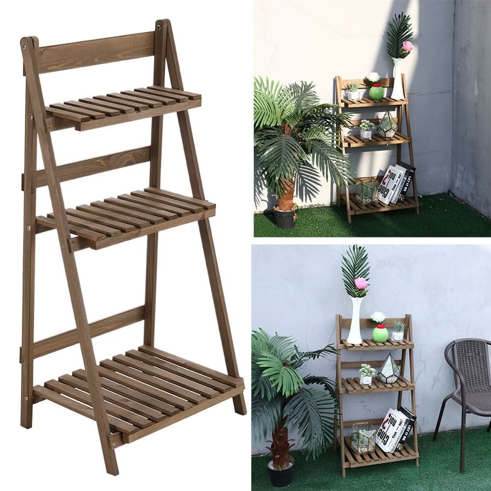 3 Tier Wooden Flower Stand Plant Display Shelf Storage Rack Pot Holder Outdoor