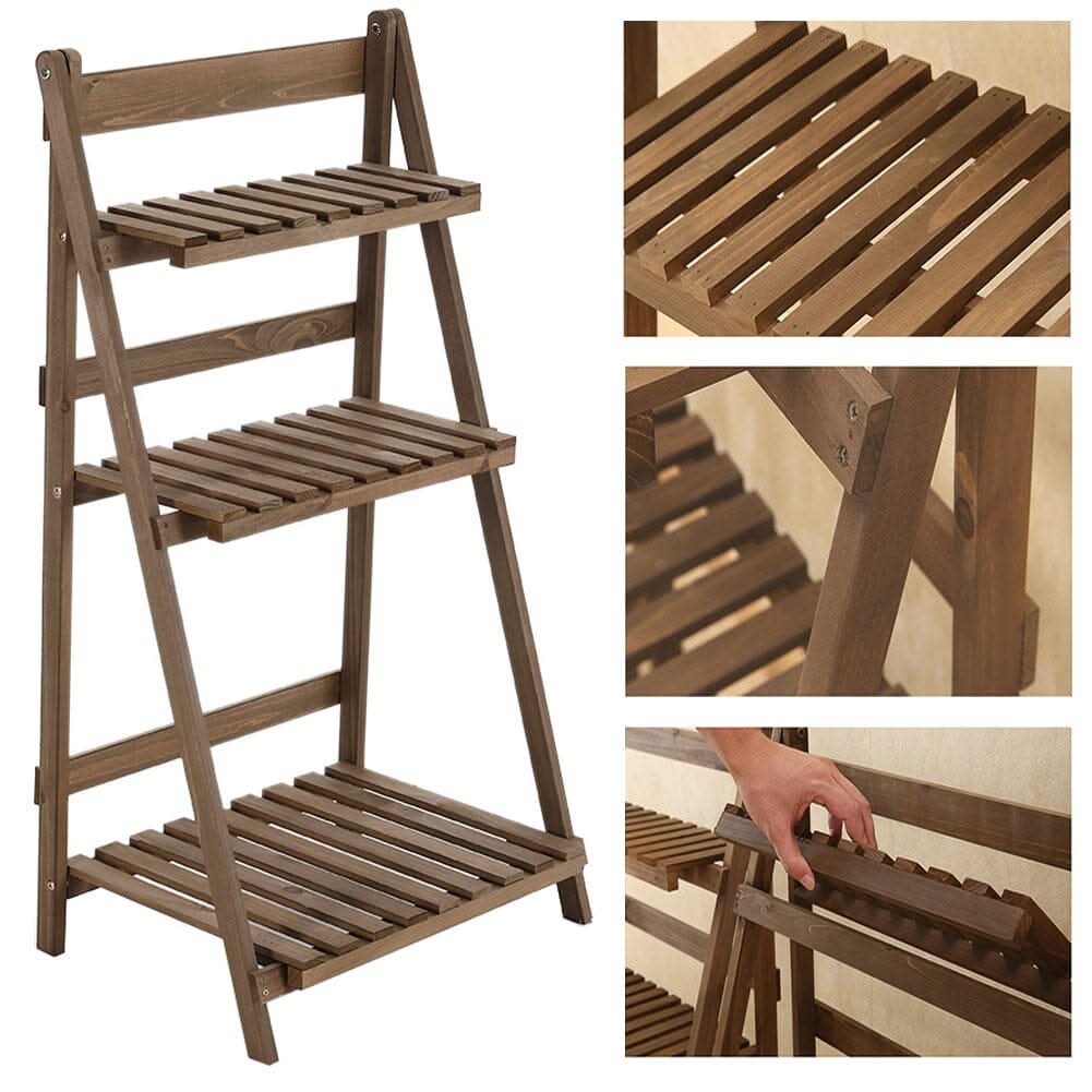 3 Tier Wooden Flower Stand Plant Display Shelf Storage Rack Pot Holder Outdoor
