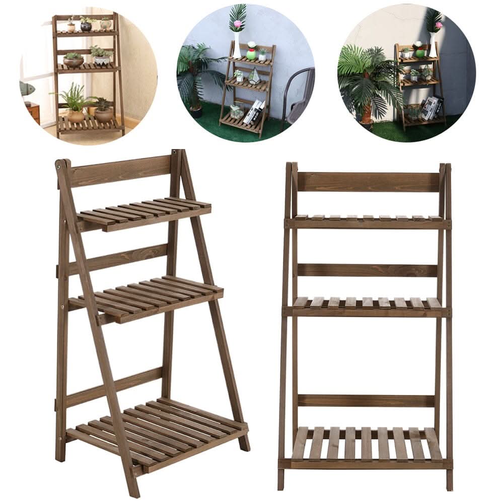 3 Tier Wooden Flower Stand Plant Display Shelf Storage Rack Pot Holder Outdoor