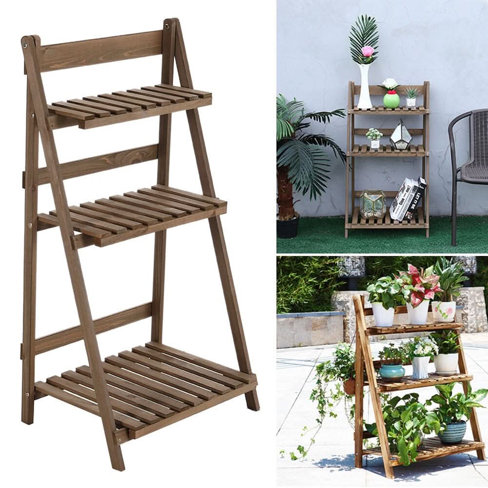 3 Tier Wooden Flower Stand Plant Display Shelf Storage Rack Pot Holder Outdoor