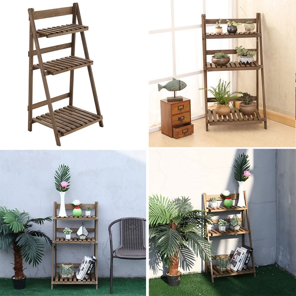 3 Tier Wooden Flower Stand Plant Display Shelf Storage Rack Pot Holder Outdoor