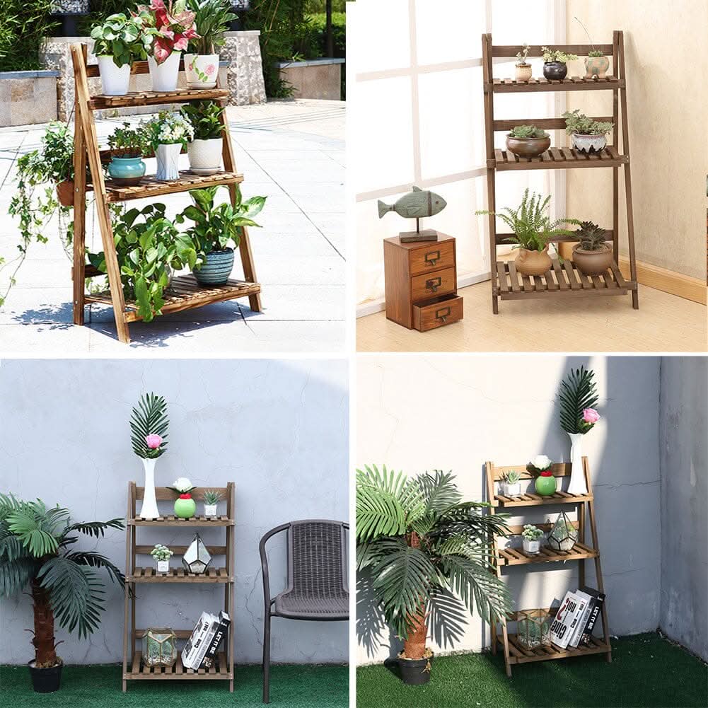 3 Tier Wooden Flower Stand Plant Display Shelf Storage Rack Pot Holder Outdoor