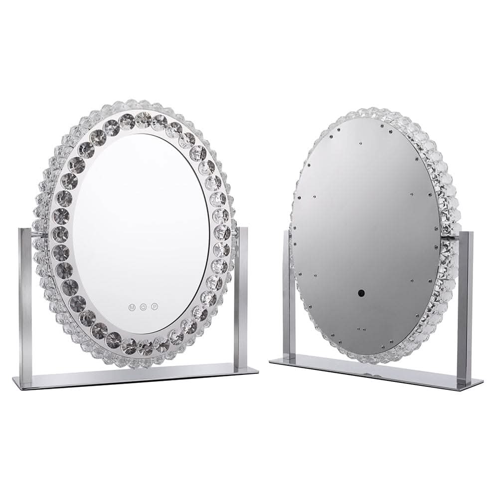 51cm H Hollywood LED Oval Makeup Mirror with Luxury Crystal