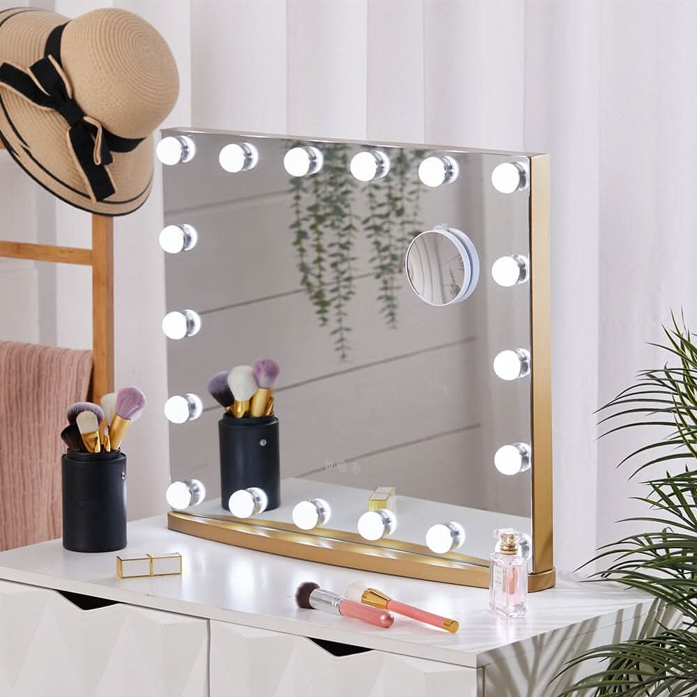 Hollywood Lighted Rectangle LED Metal Makeup Mirror