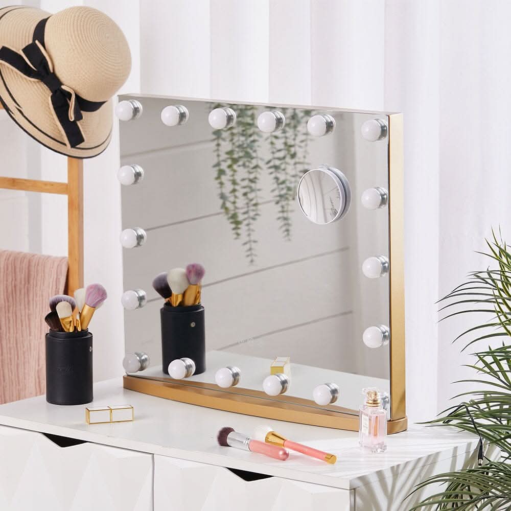 Hollywood Lighted Rectangle LED Metal Makeup Mirror