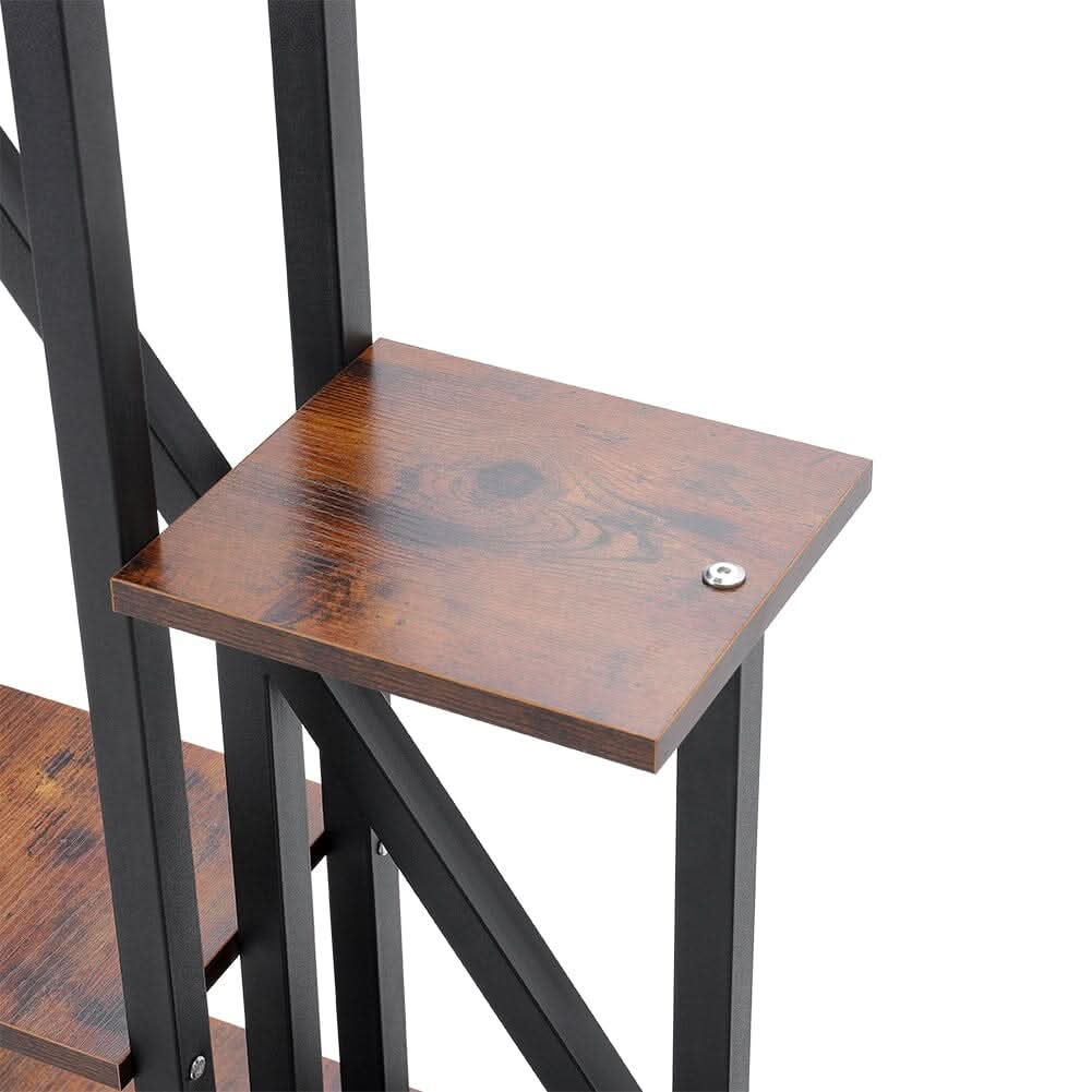 Heart-Shaped 2-Piece Multi-Tier Plant Stand Set Black Frame Vintage Wood Top