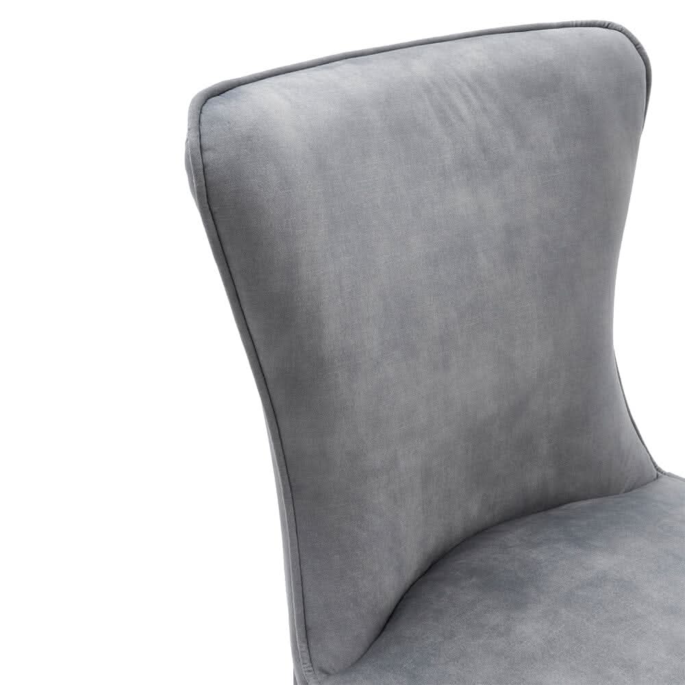Set of 2 Beige High Back Dining Chairs with velvet Upholstered