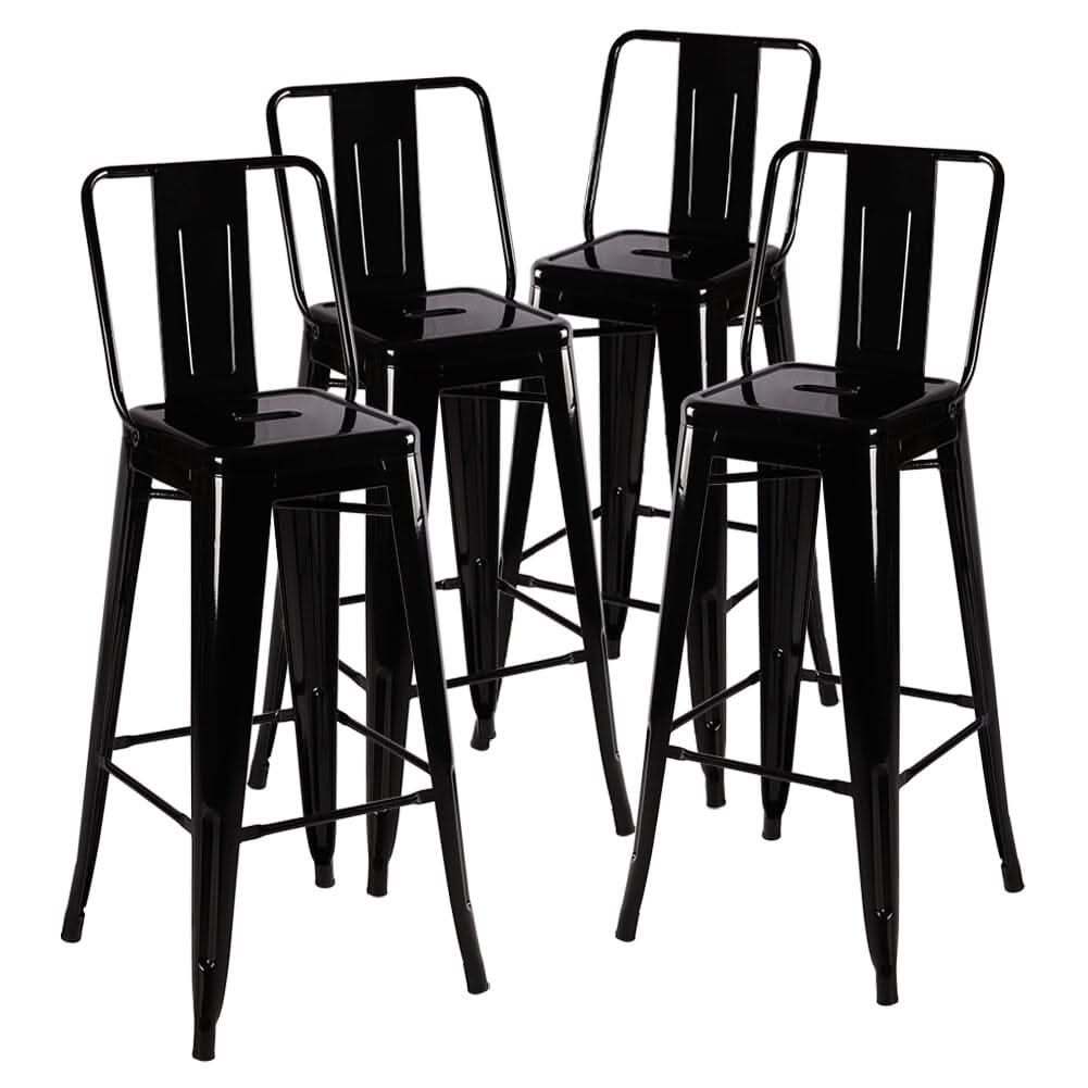 Set of 4 Metal Bar Stool Industrial Style High Chair