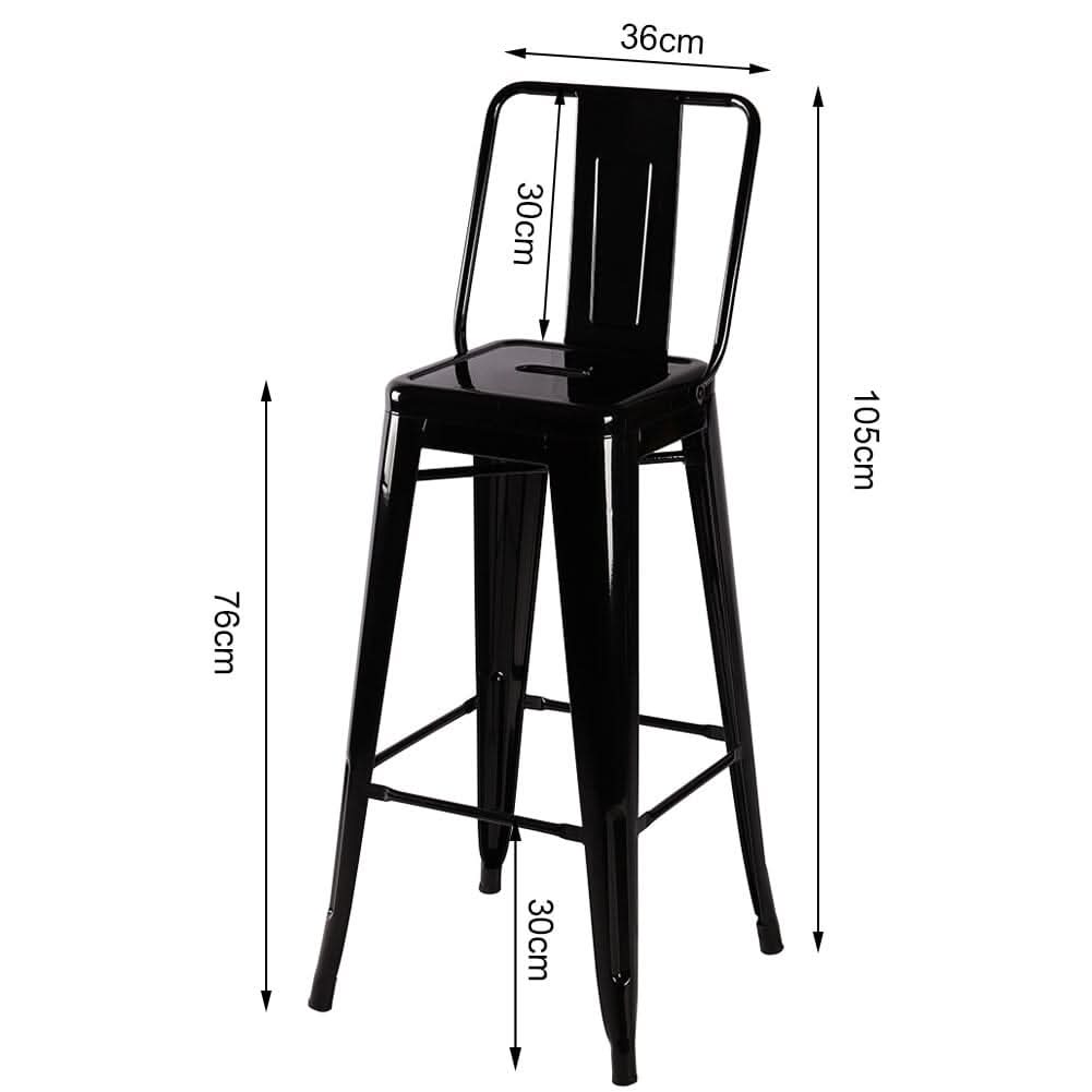 Set of 4 Metal Bar Stool Industrial Style High Chair